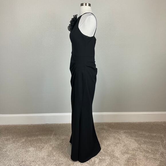 XSCAPE Sleeveless Halter Thigh Slit Long Evening Gown Black Size 14 Formal Dress - Picture 4 of 12